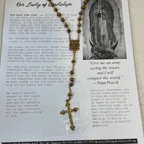Rosary Beads Prayer Card The 15 Promises of Mary Our Lady of Guadalupe - Picture 6 of 7